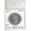 Image 1 : 1879 high grade morgan silver dollar