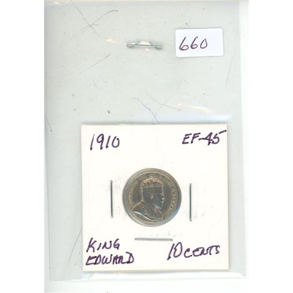 1910 king edward 92.5 silver 10 cents