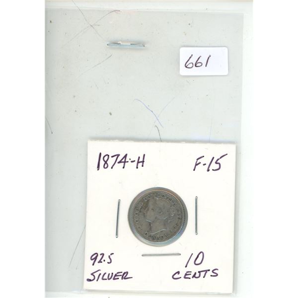 1874H queen victoria 10 cents