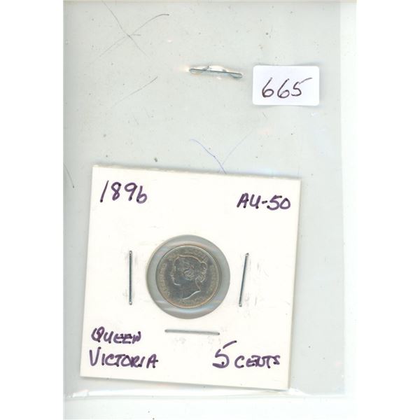 1896 queen victoria high grade 5 cents