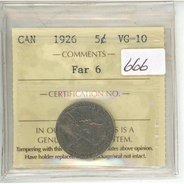 1926 iccs graded far 6 five cents