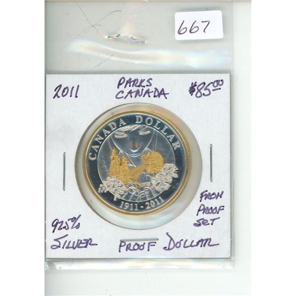2011 92.5 silver parks canada proof dollar