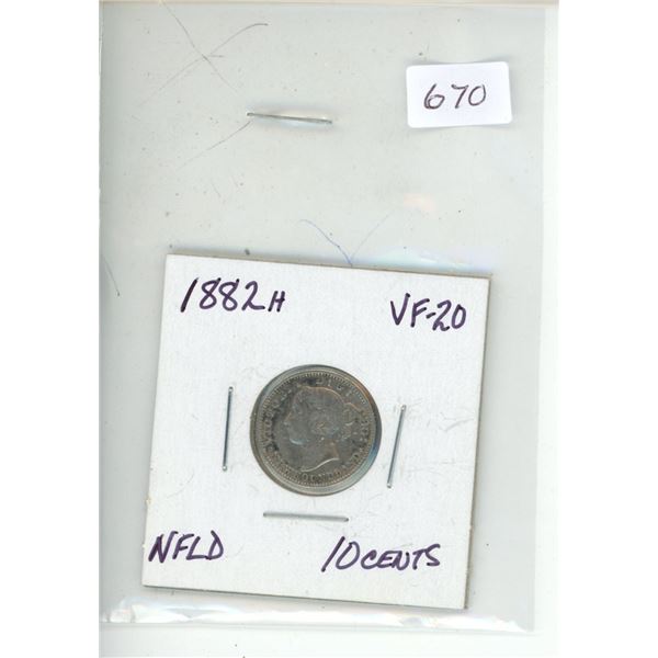 1882H newfoundland queen victoria ten cents
