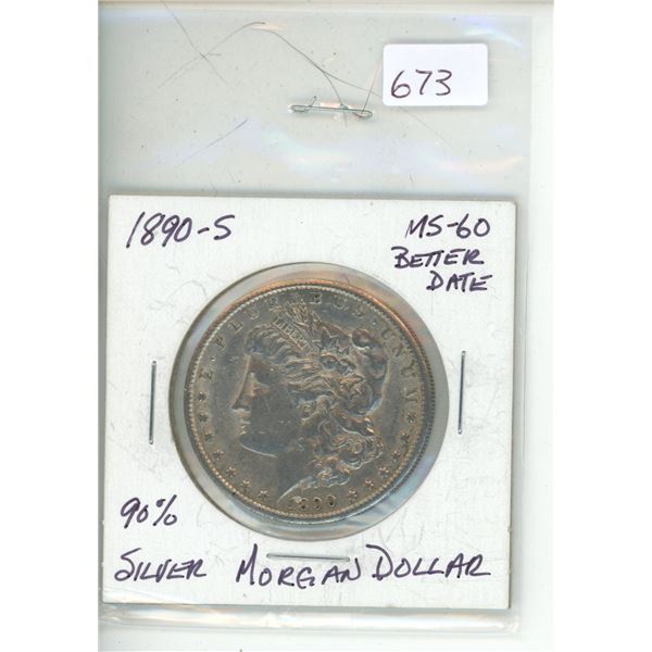 1890S better date morgan silver dollar