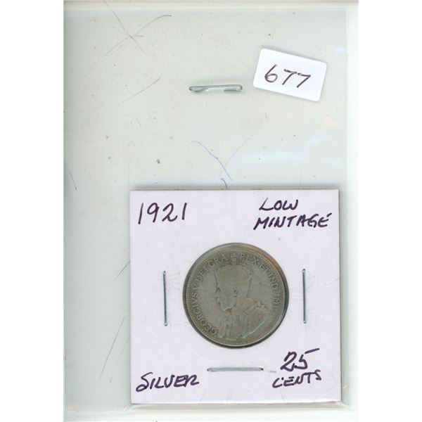 1921 low mintage 25 cents