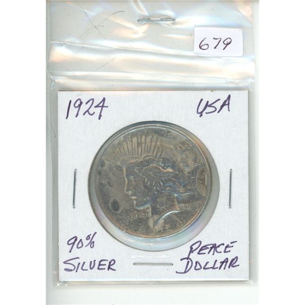 1924 90% silver peace dollar