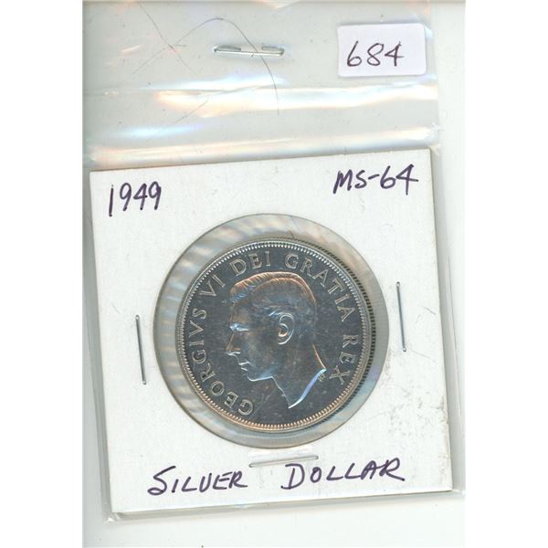 1949 high grade silver dollar