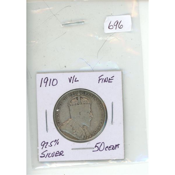1910 victorian leaves king edward 50 cents