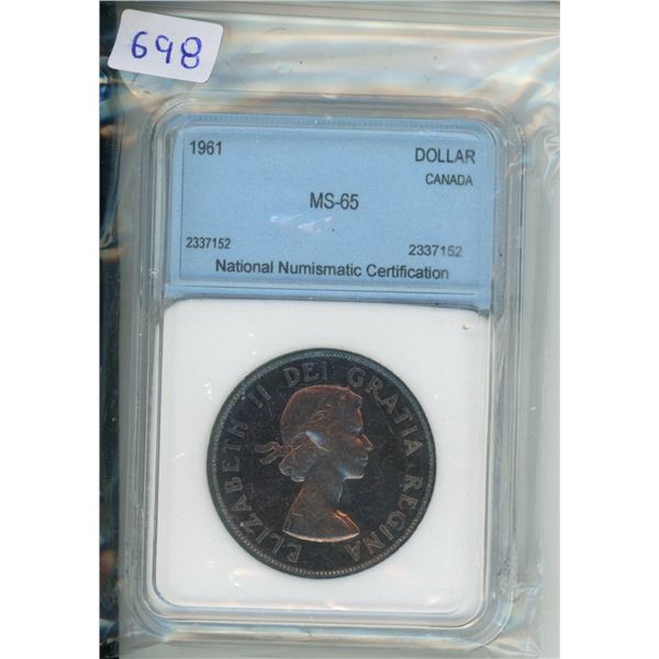 1961 ms-65 silver dollar -trends list at $500