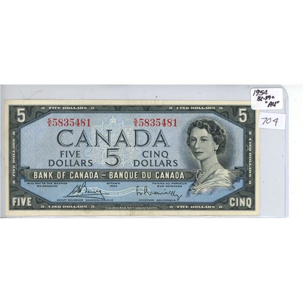 1954 high grade five dollar bill