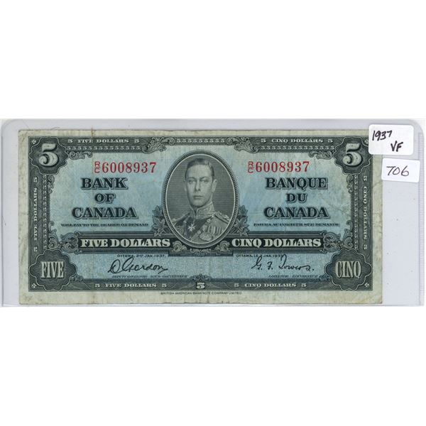 1937 five dollar bill