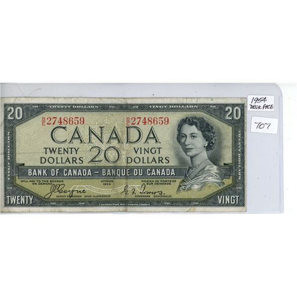 1954 devils face twenty dollar bill
