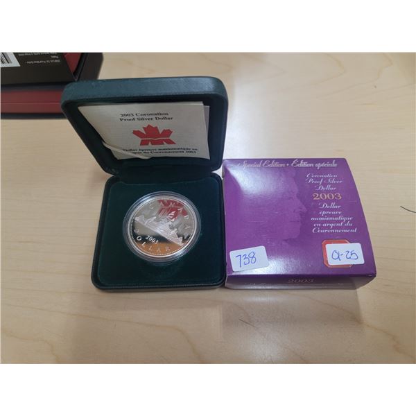 2003 Coronation proof fine silver dollar