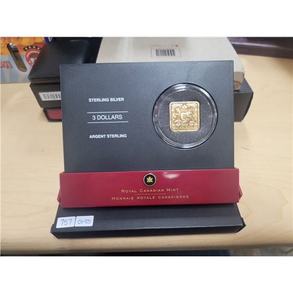 2006 $3 Square Sterling Silver Coin - The Beaver