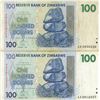 Image 1 : 2 2007 zimbabwe $100 bill