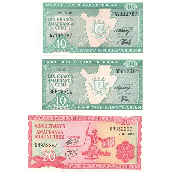1997/ 1995 10 frances / 2005 20 frences