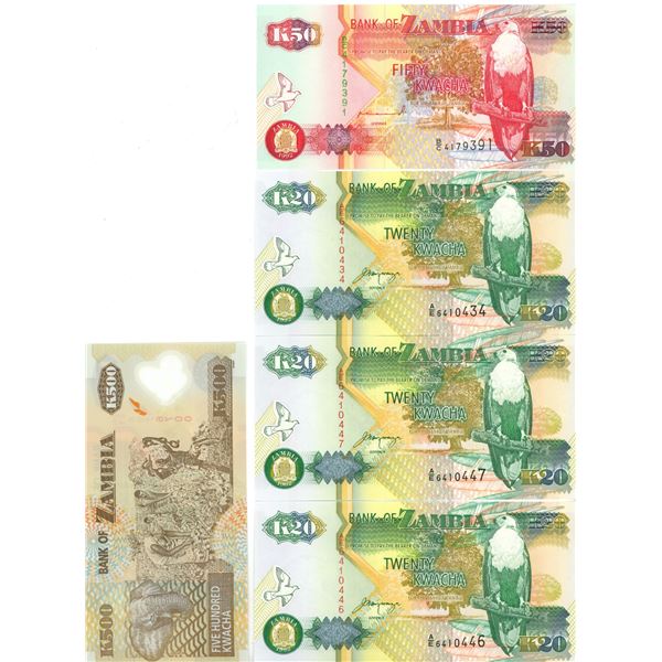 3 twenty kwacha seq+ fifty kwacha+ five hundred