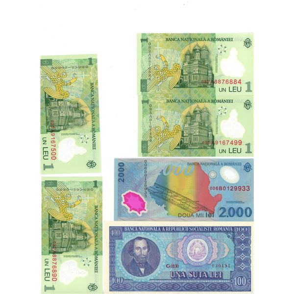 4 Romania un leu, doua millei 2000, una suta lei