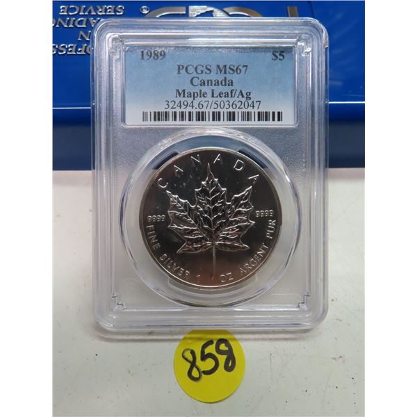 1989 canadian maple leaf $5 graded coin
