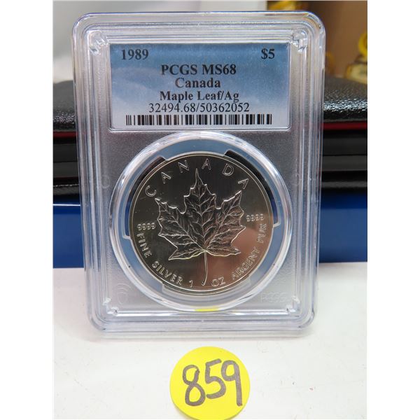 1989 canadian maple leaf $5 graded coin