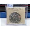 1971 canadian silver ICCS $1 coin sp-64