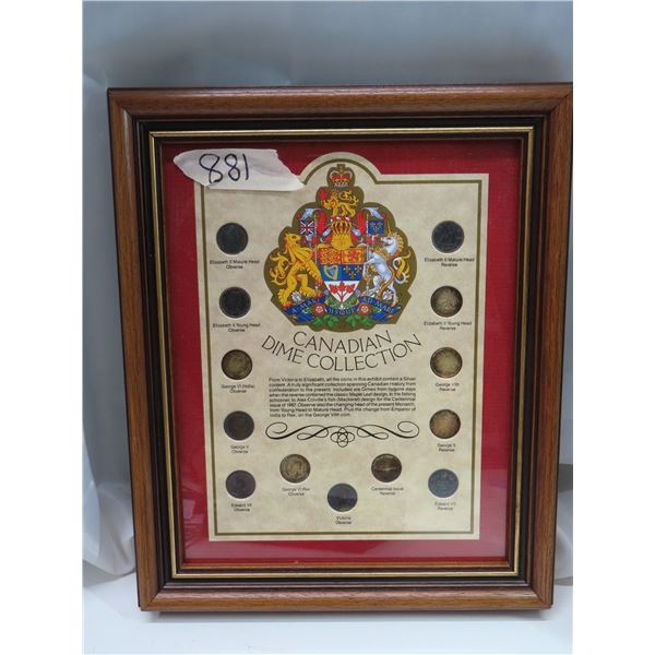 Canadian dime collection -framed