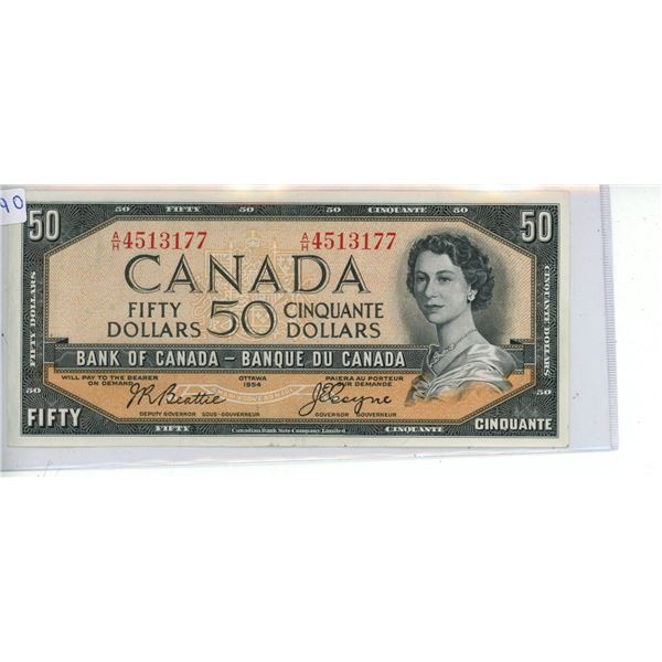1954 Bank of Canada Fifty Dollar Bank Note