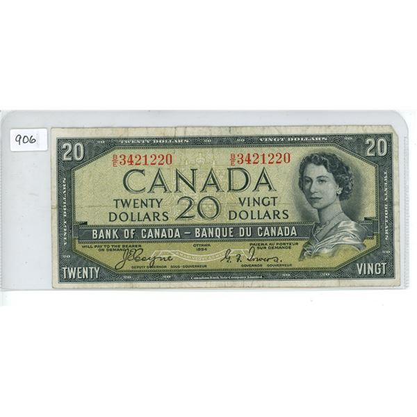 1954 Canadian $20 Devil's Face bill