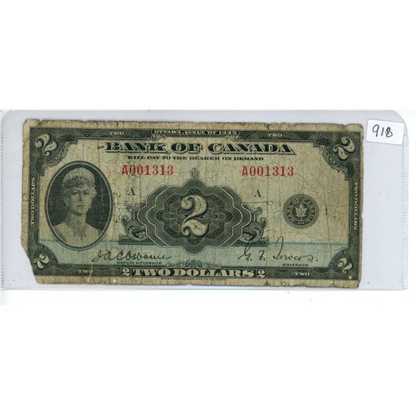 1935 Bank of Canada $2 bill