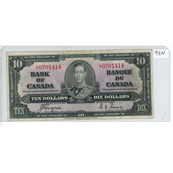 1937 Bank of Canada $10 bill
