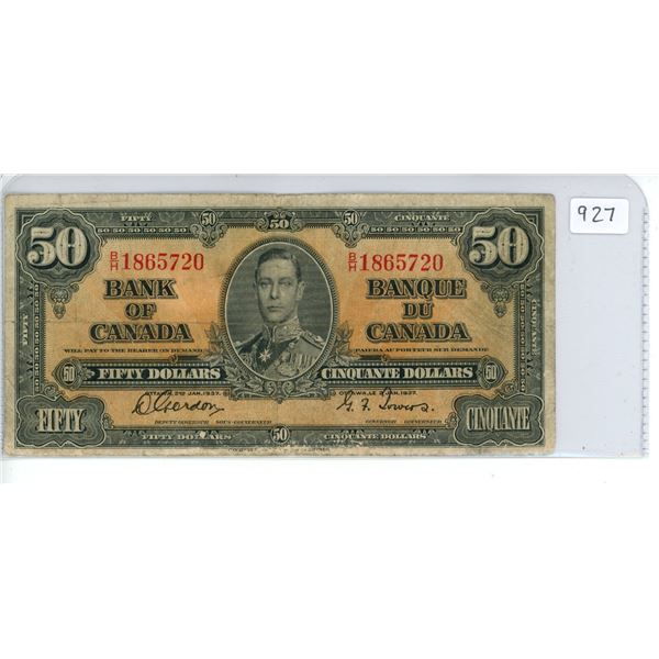 1937 Bank of Canada $50 bill