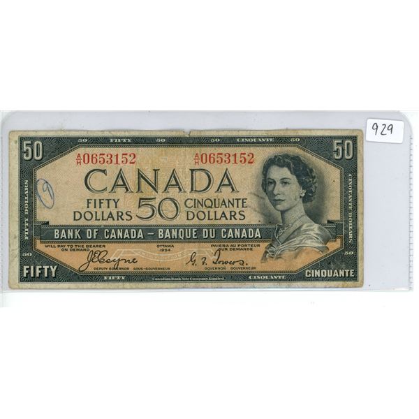 1954 Canadian $50 bill