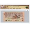 Image 1 : 1986 Canadian $2 Bill - BCS Graded, Changeover, 2 digit Radar Serial #, Choce UNC 62