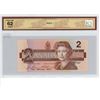 Image 2 : 1986 Canadian $2 Bill - BCS Graded, Changeover, 2 digit Radar Serial #, Choce UNC 62