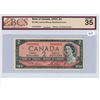 Image 1 : 1954 Canadian $2 Bill - BCS Graded, Writing, Low Serial #, VF35