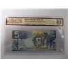 Image 1 : 2006 Canadian $5 Bill - BCS Graded, Low Serial #, Choice UNC 62