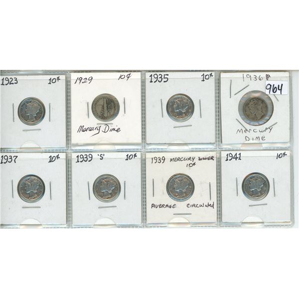 8 USA dimes 1923-1941 various years