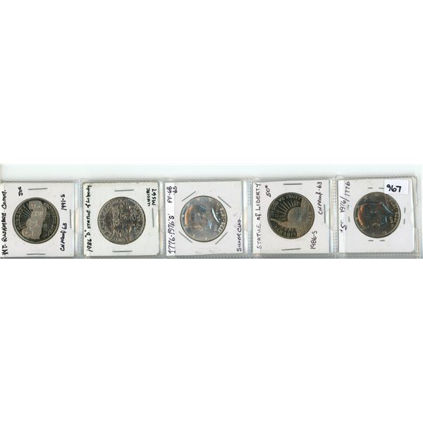 5 assorted USA half dollars