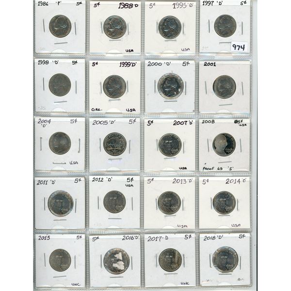 20 assorted USA nickels