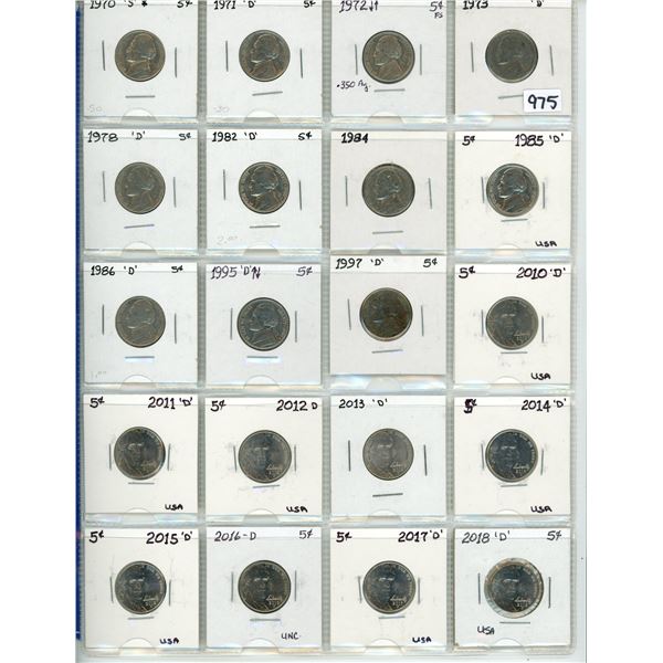 20 assorted USA nickels