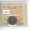1922 ICCS Graded - Canadian Five Cent - EF40