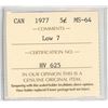 Image 3 : 1977 ICCS Graded - Canadian Five Cent - Low 7 - MS64
