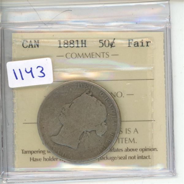 1881H ICCS Graded - Canadian Fifty Cent - Fair