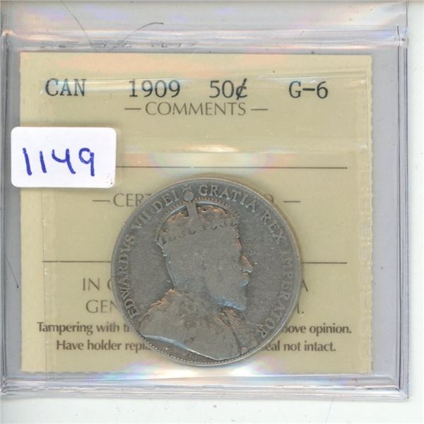 1909 ICCS Graded - Canadian Fifty Cent - G6