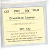 Image 3 : 1910 ICCS Graded - Canadian Fifty Cent - Edwardian Leaves - VG8
