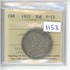 Image 1 : 1912 ICCS Graded - Canadian Fifty Cent -F12