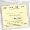 Image 3 : 1916 ICCS Graded - Canadian Fifty Cent - G6