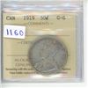 Image 1 : 1919 ICCS Graded - Canadian Fifty Cent - G6