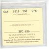 Image 3 : 1919 ICCS Graded - Canadian Fifty Cent - G6