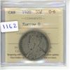 Image 1 : 1920 ICCS Graded - Canadian Fifty Cent - Narrow 0 - G6